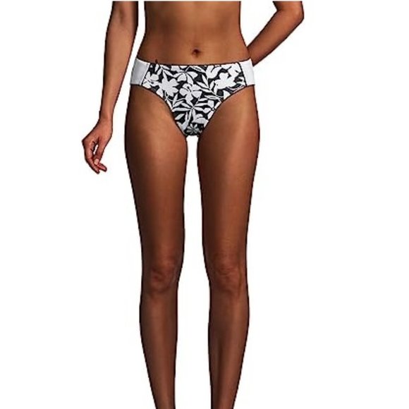Lands' End Womens Mid Waist Bikini Bottoms-Piped Havana Floral Sz 8 $50 Z419 - Picture 1 of 3